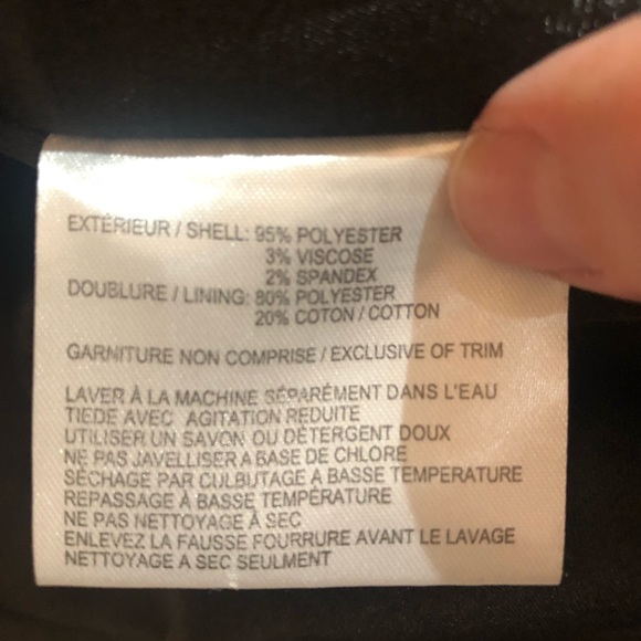 NWOT Attitude Black Winter Coat with Faux Leather Trim - Picture 6 of 7